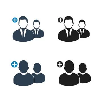 Increase, Add User icon set. Flat style vector EPS. Ilustração Stock