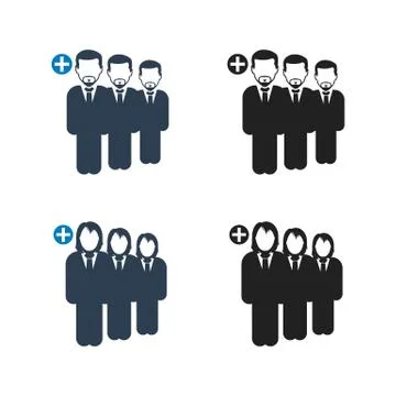 Increase, Add User icon set. Flat style vector EPS. Ilustração Stock