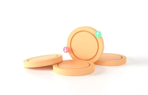 Increase and decrease arrow with coin money on white background. Financial Stock-Illustration