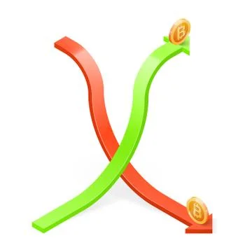 Increase and decrease Bitcoin value. Business concept. Isometric vector 库存插图