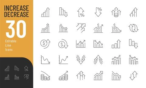 Increase and Decrease line Editable Icons set. Stock Illustration