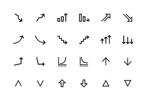 Increase and decrease line icons. Growth and fall symbols for web page and Stock Illustration