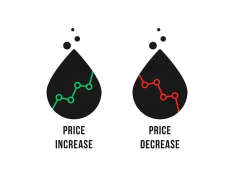 Increase and decrease oil price like drops Stock Illustration