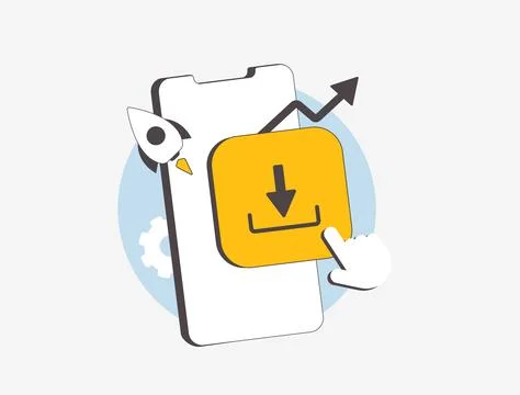 Increase app downloads with effective application store optimization - ASO Illustrazione stock