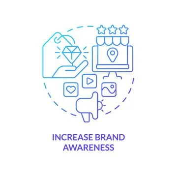Increase brand awareness blue gradient concept icon Stock Illustration