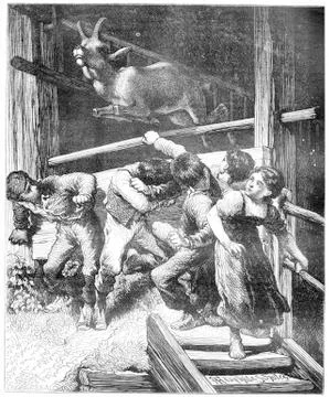 An increase of Chamois, composition and design of Theophile Schuler, vintage  库存插图