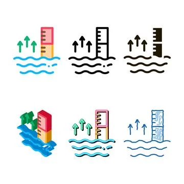 Increase in concepts water temperature icon vector outline Illustrazione stock