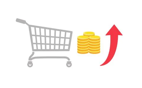 Increase in consumer spending or retail prices Stock Illustration