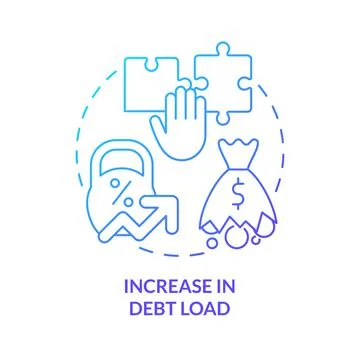 Increase in debt load blue gradient concept icon Stock Illustration