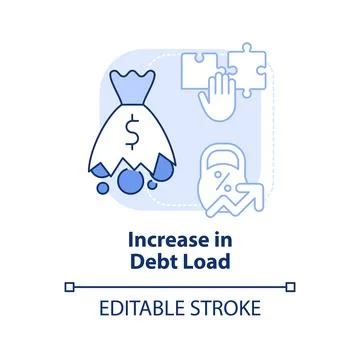 Increase in debt load light blue concept icon Stock Illustration
