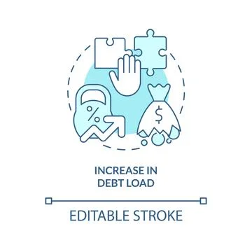 Increase in debt load turquoise concept icon Stock Illustration