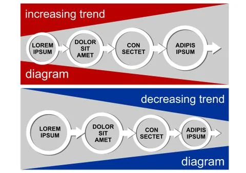 Increase diagram and decrease diagram with circles and arrows, infographic Stock Illustration