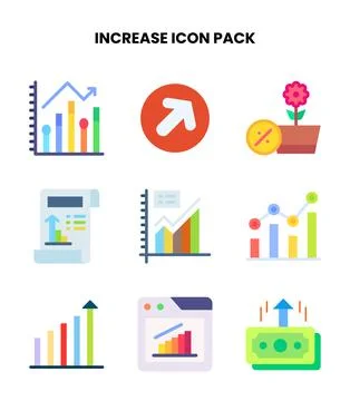 Increase Flat Design Icons Pack Stock Illustration