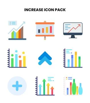 Increase Flat Icons Pack Stock Illustration