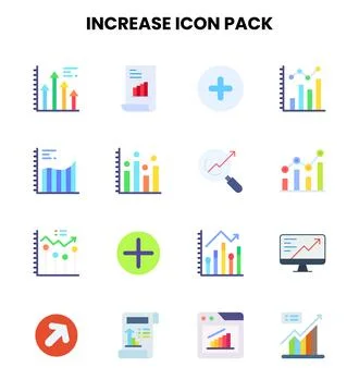 Increase Flat Scalable Icons Pack Illustrazione stock