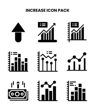 Increase Glyph Collection Icons Pack Stock Illustration