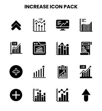 Increase Glyph Set Icons Pack 库存插图