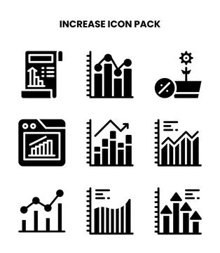 Increase Glyph UI Icons Pack Stock Illustration