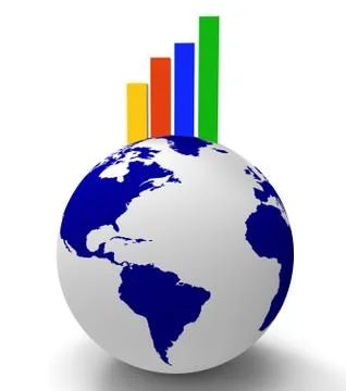 Increase Graph Worldwide Indicating Globally Worldly And Progress Stock Illustration