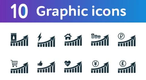 Increase graphic icons set. UI and UX. Premium quality symbol collection Stock Illustration