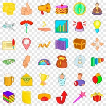 Increase icons set, cartoon style 스톡 일러스트