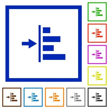 Increase left indentation of content flat framed icons Stock Illustration