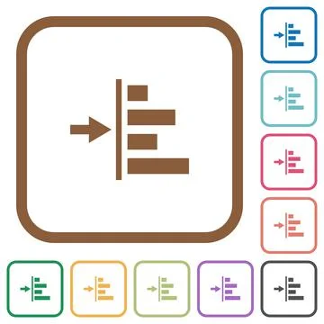 Increase left indentation of content simple icons Stock Illustration