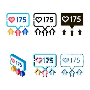 Increase in likes range icon vector outline Stock Illustration