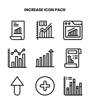 Increase Line Bundle Icons Pack Stock Illustration