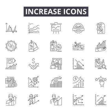 Increase line icons for web and mobile design. Editable stroke signs. Increase Illustrazione stock