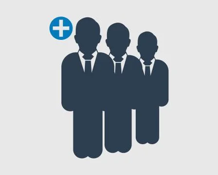 Increase or Add users Icon. Standing male symbol on gray background. Ilustração Stock