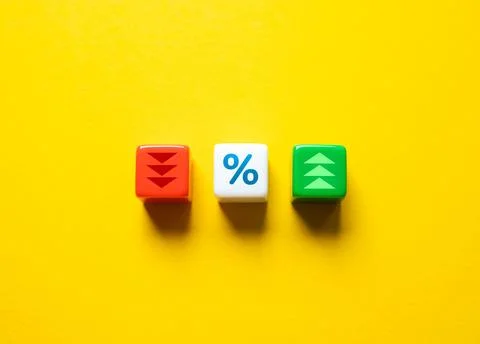 An increase or decrease in interest or the central bank interest rate. Moneta 写真素材