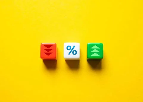 An increase or decrease in interest or the central bank interest rate. Mon... Stock Photos