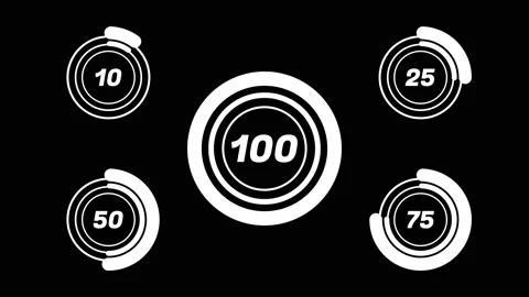 Increase percent number HUD Element Black &amp; White Stock Footage 196907882