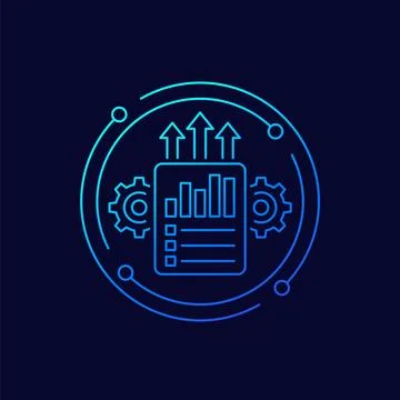 Increase productivity icon, linear design Stock Illustration