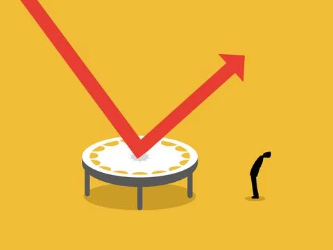 Increase returns, businessman looking at the arrow bouncing on a high jump .. Stock Illustration