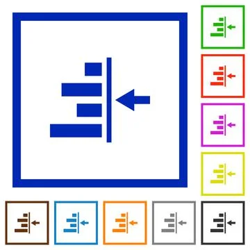 Increase right indentation of content flat framed icons Stock Illustration