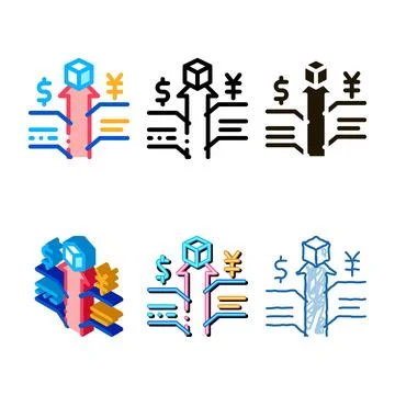 Increase sales and exchange designs rates icon vector outline Stock Illustration