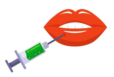 Increase the size of the lips with an injection. cosmetic procedure for women. Stock Illustration