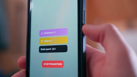 Increase subscribers and likes using a mobile app. A fictional application Stock Footage 311404534