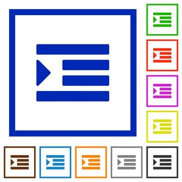 Increase text indent flat framed icons Stockillustratie