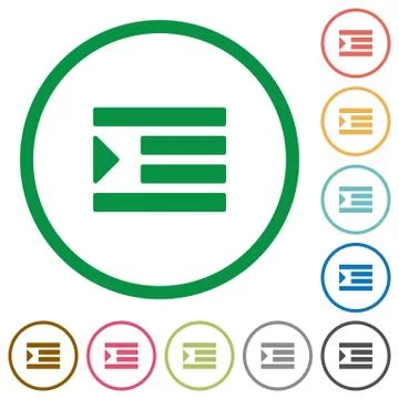 Increase text indent outlined flat icons Illustrazione stock