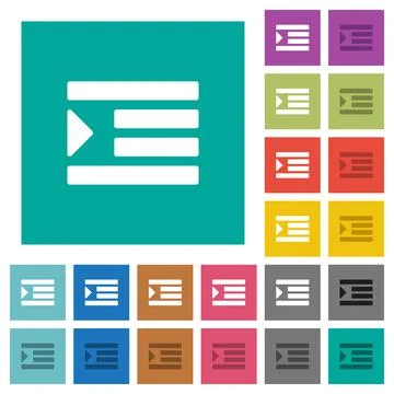 Increase text indentation square flat multi colored icons Stock Illustration