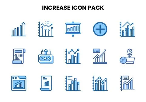 Increase Two Colour Vector Icons Pack Illustration