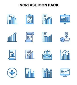 Increase Two Colour Vector Icons Pack Illustration