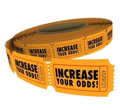Increase your odds raffle tickets roll improve chances winning Stock Illustration