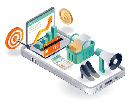 Increase your sales in e-commerce and digital marketing Stock Illustration