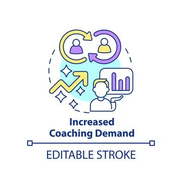 Increased coaching demand concept icon Stock Illustration