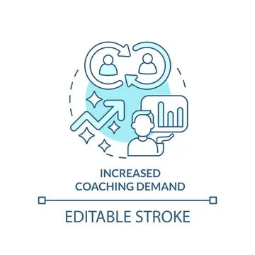 Increased coaching demand turquoise concept icon Stock Illustration