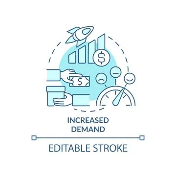 Increased demand turquoise concept icon Stock Illustration